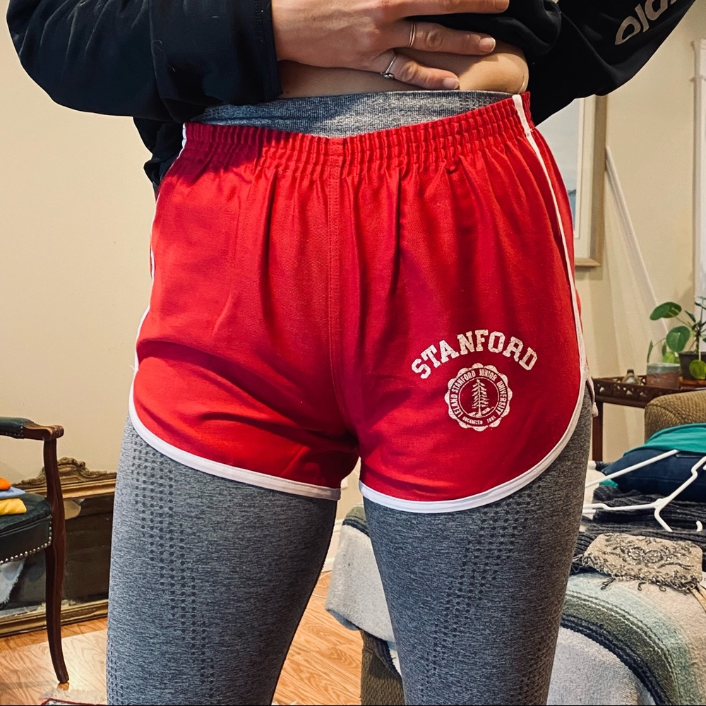 Vintage 🍄 70s 80s Stanford Red Track Shorts Booty Huggers